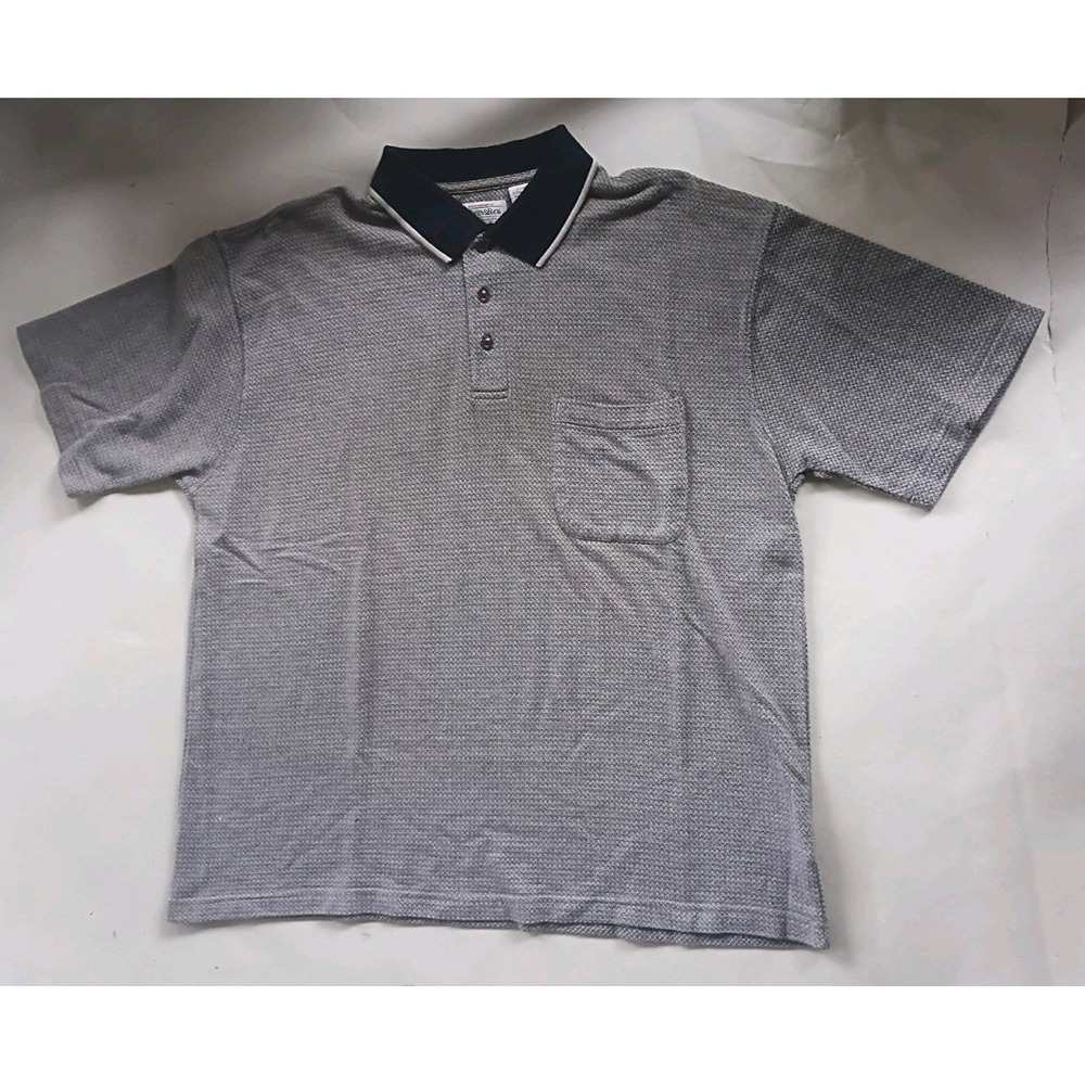 St. John's Bay Mens Vintage XL Polo Shirt Geometric Gray Black Cotton Blend